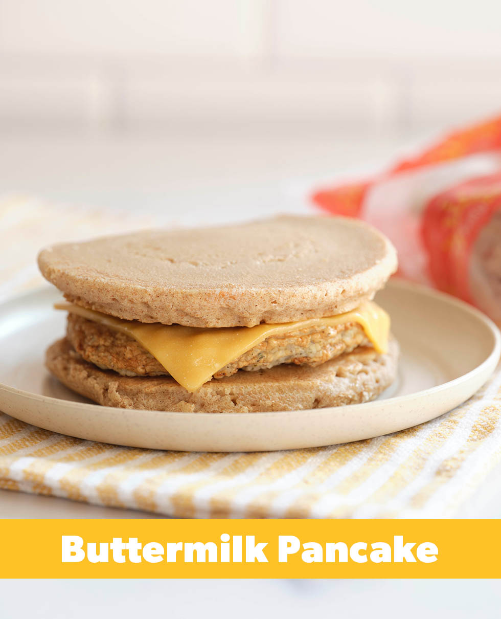 Chicken Sausage Patty & Cheese on a WG Buttermilk Pancake Sandwich, WG (IW)